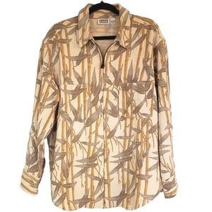 CHICOS Design Jacket size Small bamboo leaf‎ print full zip